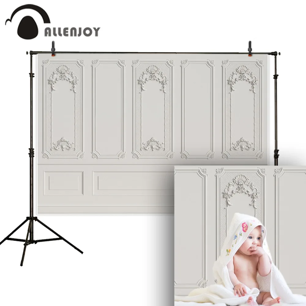 Allenjoy фон для фотосъемки простой серовато-белый фон для фотосъемки новорожденных с изображением деревянной стены и цветочной рамки Фотофон для фотосъемки