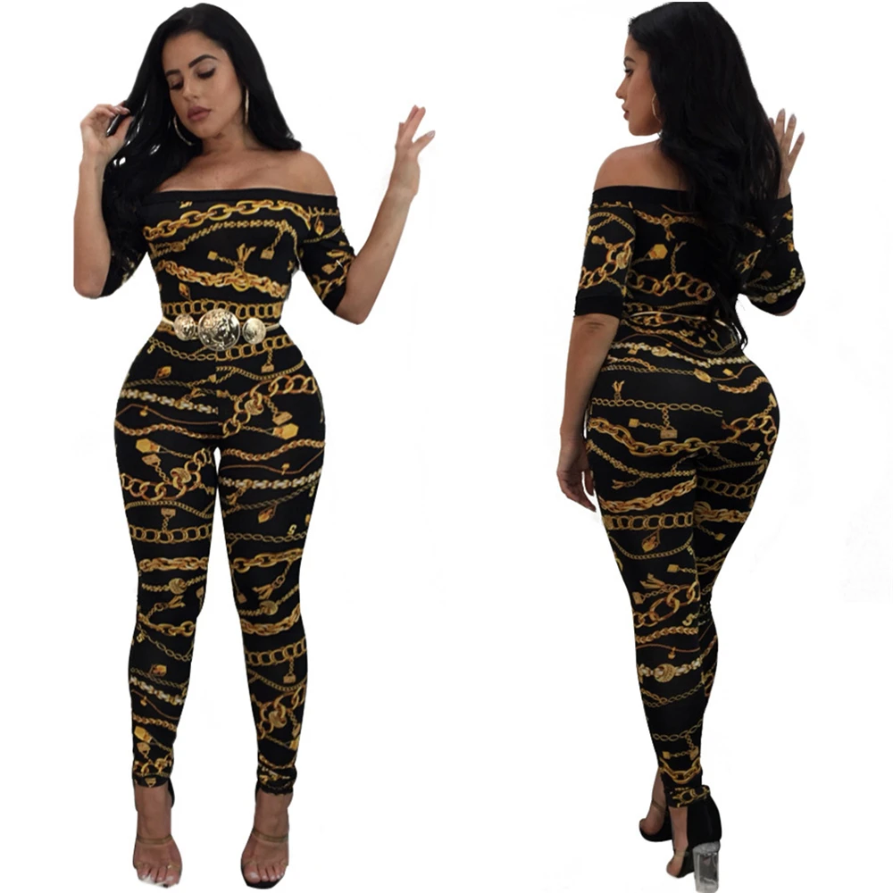 Autumn Off Shoulder Jumpsuits Long Pants For Women 2018 Elegant Fitness Short Sleeve Boho Playsuit Sexy Club Rompers Overalls