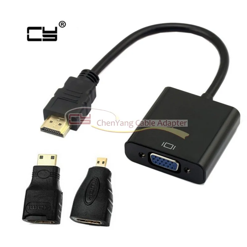 

HDMI Source to VGA Female Output Cable with Micro & Mini HDMI for Projector Monitor PC Laptop Adapter adapter