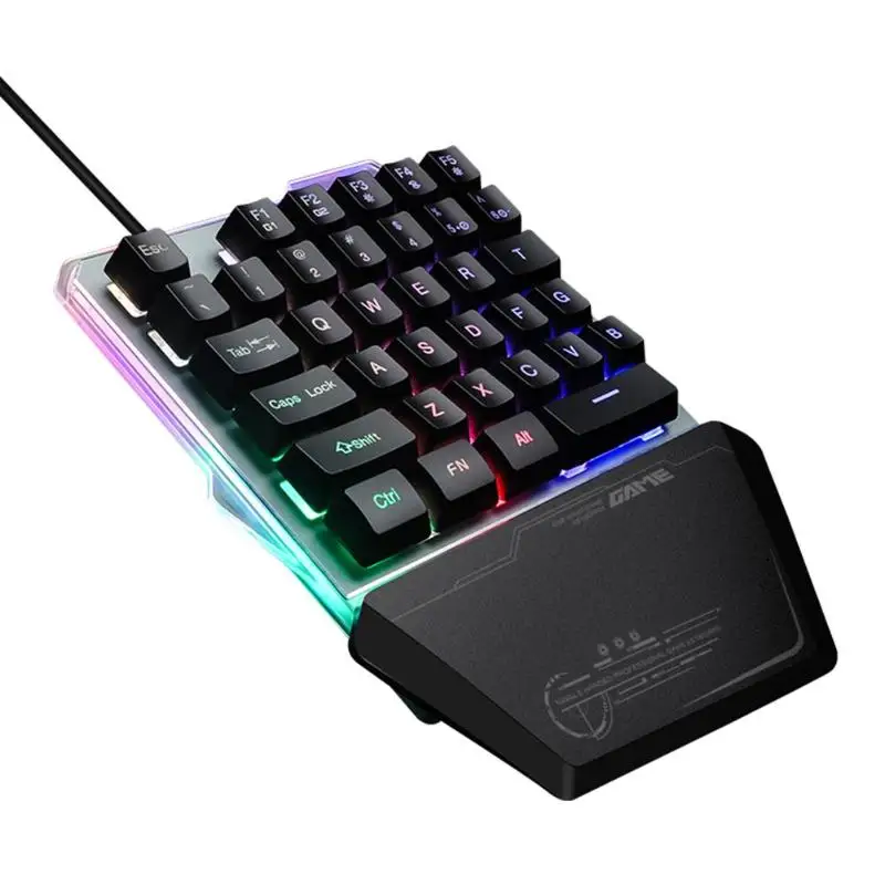 G40 одна рука USB профессиональная Проводная 35 клавишная игровая клавиатура RGB светодиодный подсветка клавиатура для PUBG ПК компьютер