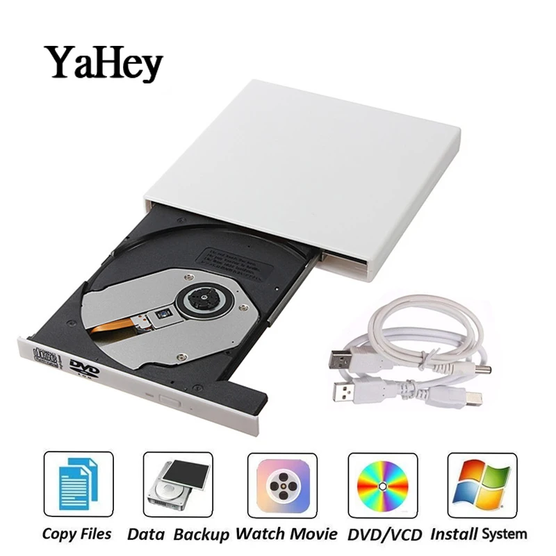 YaHey оптический привод USB 2 0 внешний CD/DVD ROM Проигрыватель CD RW записывающее