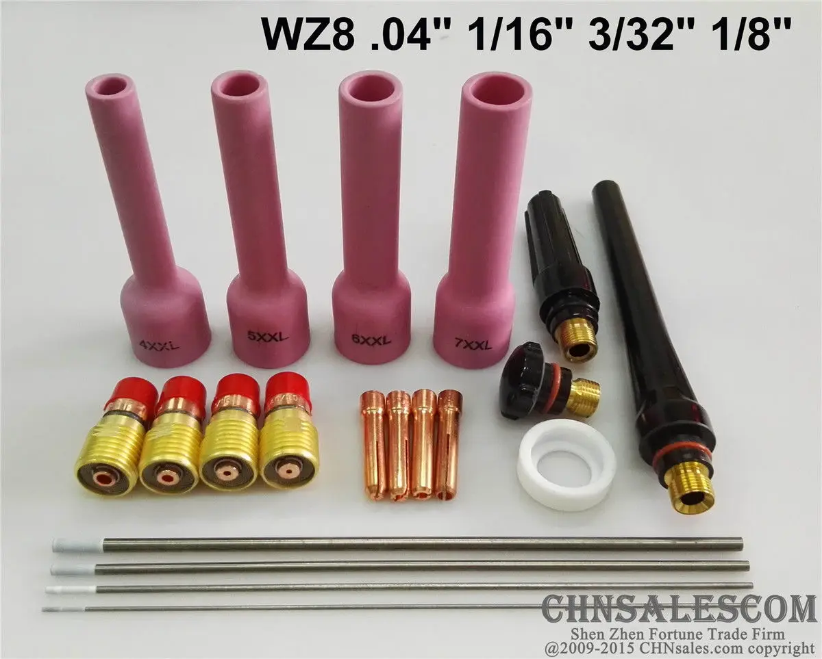 CHNsalescom 20 шт TIG сварочный факел Набор для газовых линз WP 17/18/26 серия WZ8 76 мм