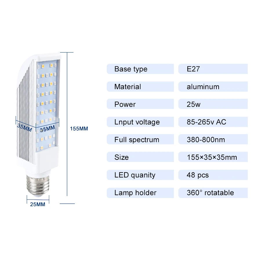 AmmToo Full Spectrum Fitolampy E27 Светодиодный светильник для выращивания растений/лампа