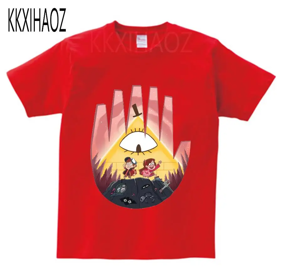 red childreT-shirt Детские летние футболки для мальчиков и девочек детская футболка с короткими рукавами с рисунком Гравити Фолз Мэйбл Диппер сосна одежда для малышей NN - Цвет: red childreT-shirt