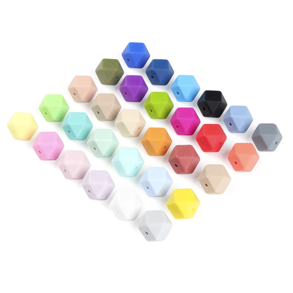 BOBO.BOX Wholesale 100pcs/lot Hexagon Beads Silicone Baby Teether Perle BPA Free DIY Necklace Pacifier Chain Baby Teething Care
