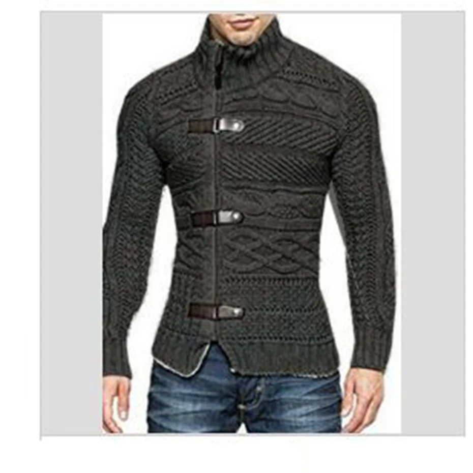 ZOGAA 2018 New Fashion Men Sweater Coat Thick Wool Triple Breasted Striped Hooded Sweater Christmas Cardigan