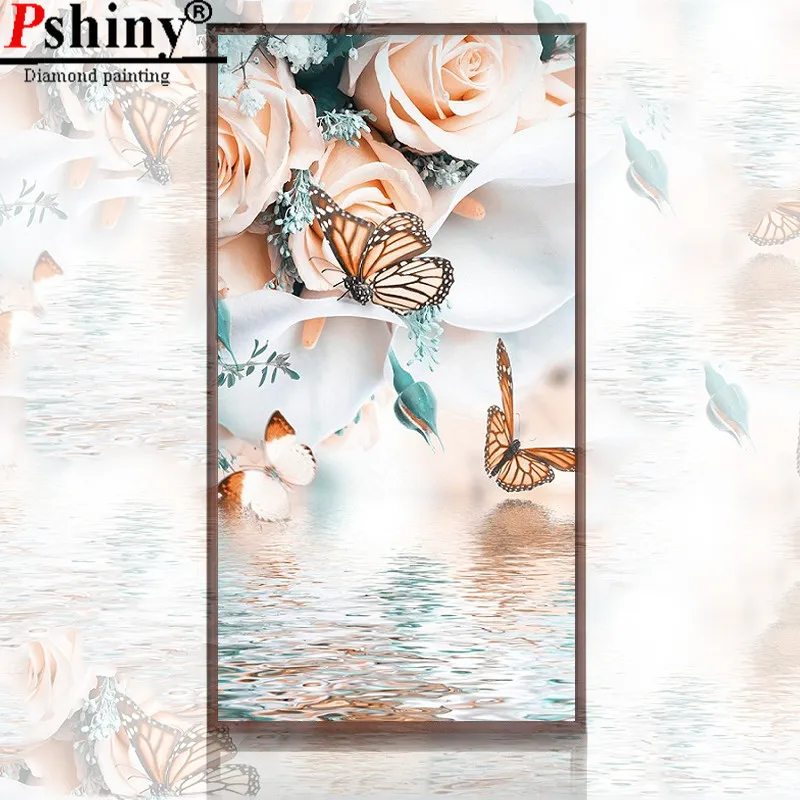PSHINY 5D DIY Алмазная вышивка продажа бабочки розы цветочные картины из кристаллов