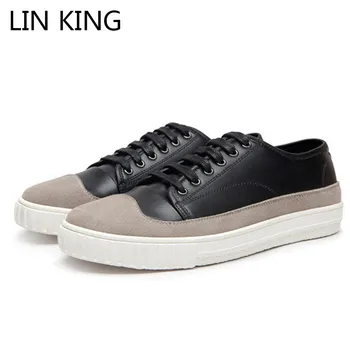 

LIN KING Comfortable Lace Up Men Genuine Leather Casual Shoes Outdoor Tenis Sneakers Ankle Flats Loafers Shoes Chaussure Homme