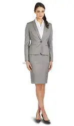 Новый модный стиль таможенных 100% шерсть серый ПР одной кнопки лацкан с тупым углом женщины юбка костюм