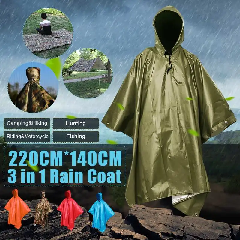3 in 1 Multifunctional Raincoat Outdoor Travel Rain Poncho Backpack Quality Cover Waterproof Tent Awning Camping Hiking |