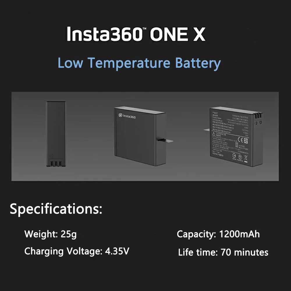 Insta360 One X 1200 mah Lipo батарея аксессуары низкая высокотемпературная батарея Insta360 one x батарея - Цвет: Low Temperature