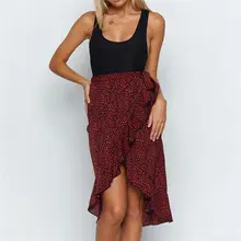 Модная женская летняя юбка тонкая сексуальная красная леопардовая печать оборки открытая вилка бандажная Повседневная Длинная юбка юбки большого размера 4J05