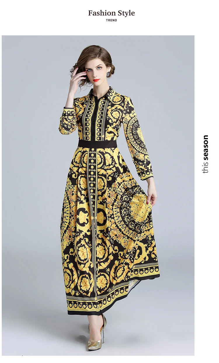 Banulin высокое качество новейшая мода подиум Платье женское с длинным рукавом Кристалл ретро цветочные элегантные печатные винтажные платья