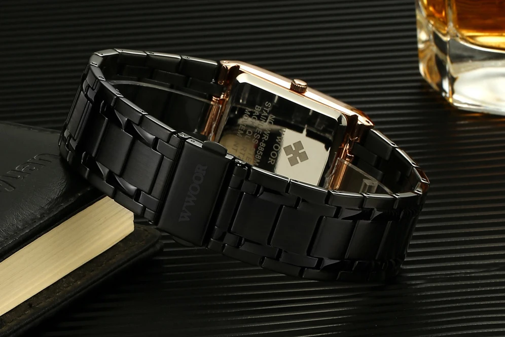 Роскошные Для Мужчин's кварцевый аналог наручных часов WWOOR 8858 браслет для мужчин прямоугольный часы бизнес класса Relogio Masculino# c