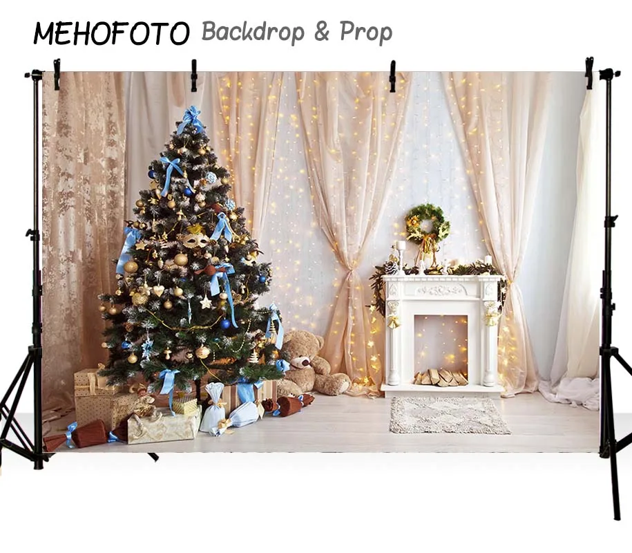 6X8FT-Christmas Tree Lighting Photography Bakdrops Family Party Decoration House Photo Studio Background