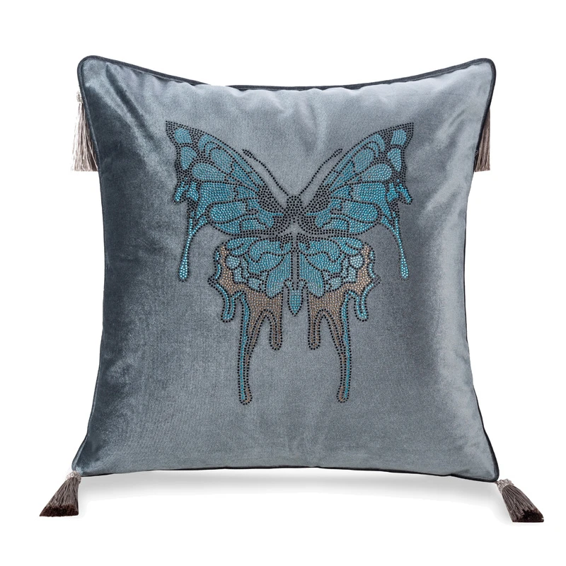 Новая роскошная Европейская бархатная Горячая бурение Алмазная бабочка кисточка диванная наволочка для подушки домашняя гостиничная наволочка для подушек в спальне
