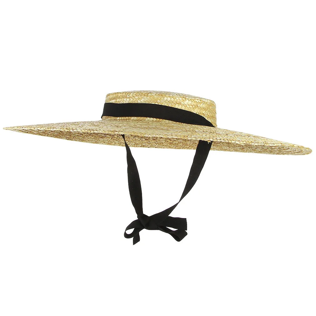 

Handmade Weave Raffia Straw Hat For Women Wide Brim Floppy Sun Hat Summer Hats Lady Beach Cap With Chin Strap Fashionable #Zer