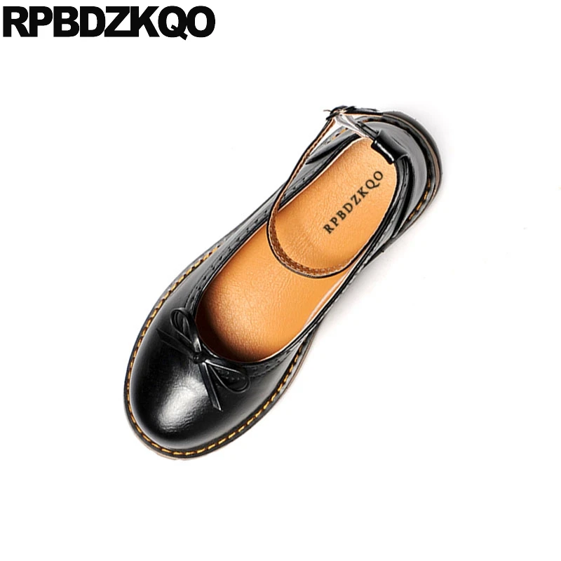 

bow ankle strap mary jane mori girl black women flats shoes with little cute bowtie patent leather british style velvet brogue
