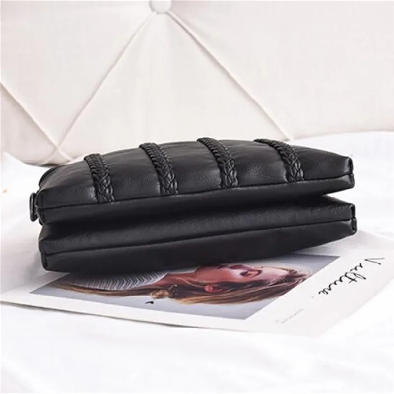 عارضة سيدة Crossbody أكياس المرأة لينة بو الجلود حقائب كتف للإناث الأم صغيرة أسود مخطط نسج نمط حقيبة ساعي