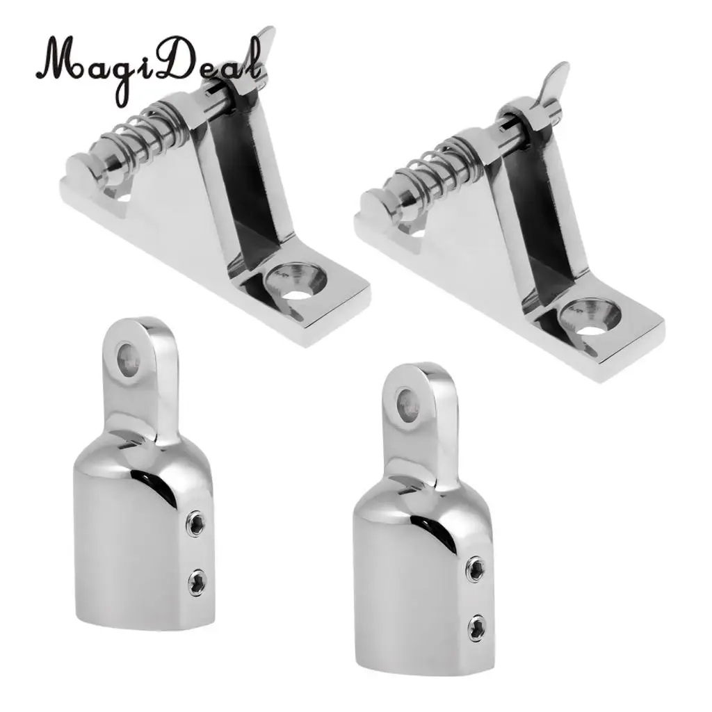 2x Marine 316 Stainless Steel Kayak Boat Quick Release Deck Hinge Mount +2x Bimini Top Cover 1'' Eye End Cap Dinghy Canopy Yacht