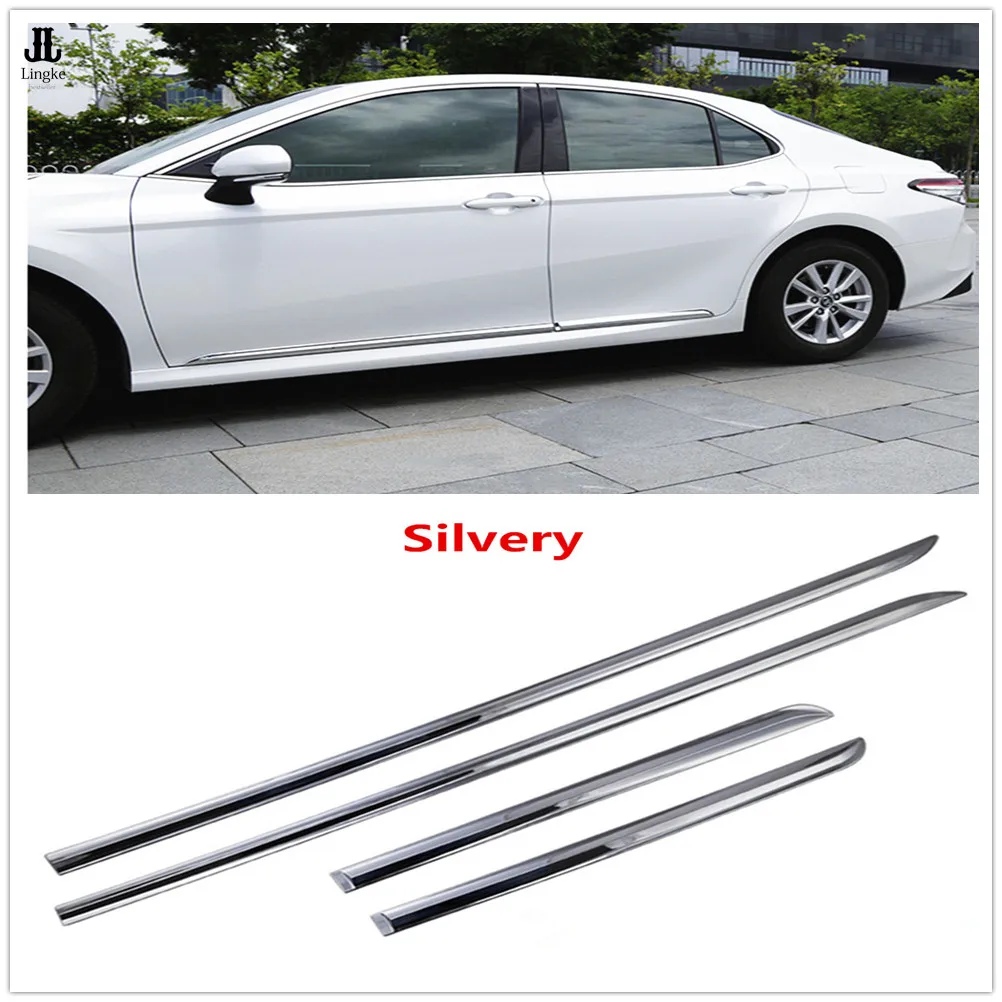 

4pcs ABS Chrome Side Door Body Bottom Molding Cover Trim For Toyota Camry 2018