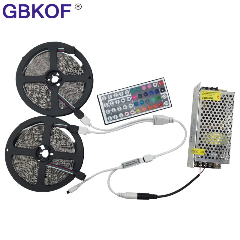 10 м 5050 RGB светодиодный светильник 2*5 60 светодиодов/м SMD гибкий барный + 44 клавишный
