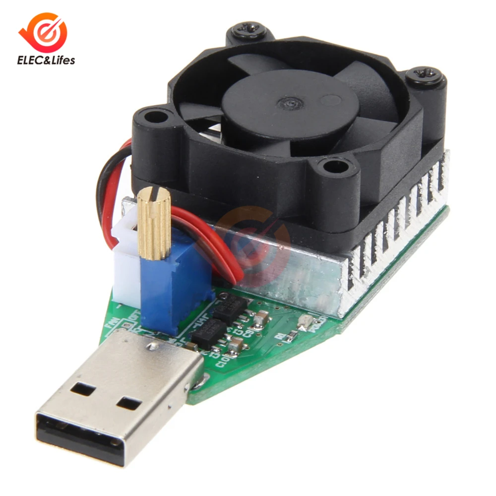 

DC 3.7~13V USB 15W Adjustable Constant Current Electronic Load Discharger Resistor Capacity Battery Tester With Fan