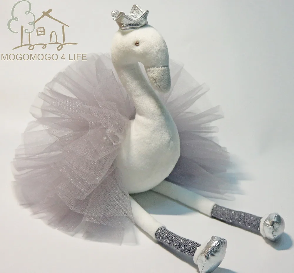 Роскошный благородный белый одет Лебедь плюшевые игрушки в Туту с серебряной короной лучший подарок на день Святого Валентина Фламинго чучело кукла-птичка