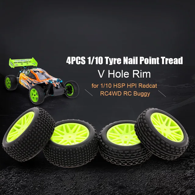 Best Offers 4PCS 1:10 RC Car Off-road Tyre Nail Point Tread Pattern V Hole Rim for 1:10 HSP HPI Redcat RC4WD RC Buggy Best Offers 4PCS 1:10 RC Car Off-road Tyre Nail Point Tread Pattern V Hole Rim for 1:10 HSP HPI Redcat RC4WD RC Buggy