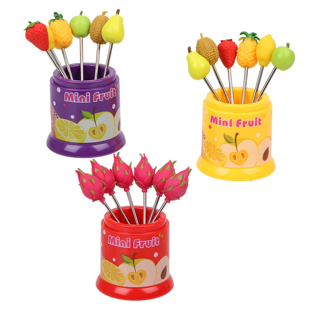 Cute Fruit Pattern Fruit Fork Creative Party Decoration Stainless Steel Snack Cake Dessert Food Fork