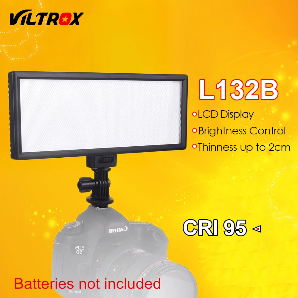 Viltrox L132B Camera LED Light Ultra Thin LCD Display Dimmable Studio LED Light Lamp Panel for DSLR Camera DV Camcorder
