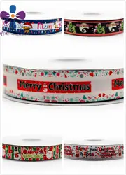 16 мм-75 мм "Веселый Chriostmas" печатается Grosgrain ленты/Эластичный Санта Клаус/Снеговик/дерево/ сахарной DIY упаковка подарка ленты 50y/лот