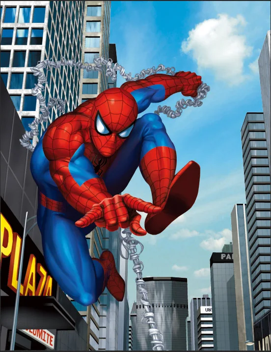 

6x6FT Spiderman Spider Man Spidey Chain Blue Sky City Plaza Photography Studio Props Backgrounds Backdrops Vinyl