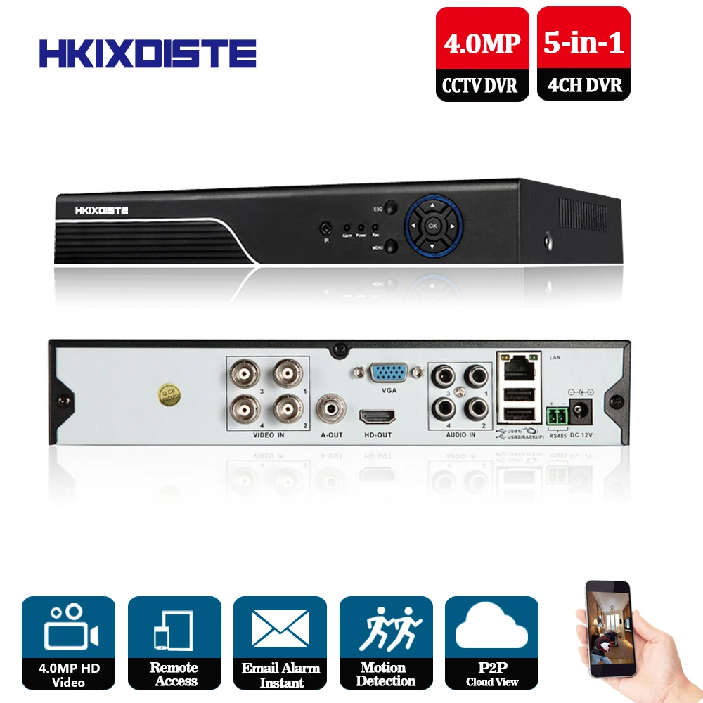 4Ch 5 IN 1 Hybrid DVR XVR NVR Support AHD CVI TVI CVBS IP Camera Onvif 1080P 4MP 5MP CCTV NVR RS485 Coxial Control P2P View 4Ch 5 IN 1 Hybrid DVR XVR NVR Support AHD CVI TVI CVBS IP Camera Onvif 1080P 4MP 5MP CCTV NVR RS485 Coxial Control P2P View