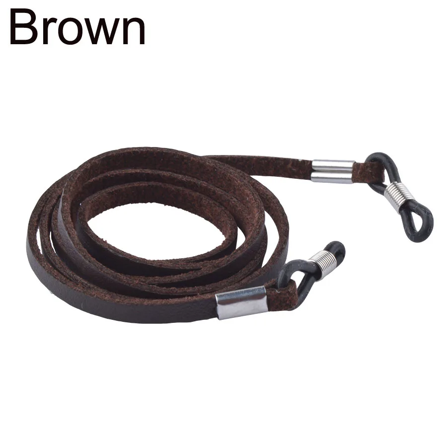 Розничная, кожаный шнурок для очков, регулируемый концевой держатель для очков, Ширина 3,5 мм, кожаный ремешок для очков, ремешок для очков, 4 цвета - Цвет: Brown