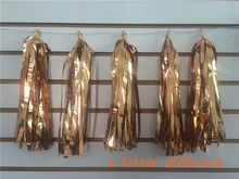 25W x35L cm 1Pack(5sheet/Pack) Rose Gold Metallic Foil PVC Tassel Garland For Dinner Casual Reception Baby Bridal Shower Deco