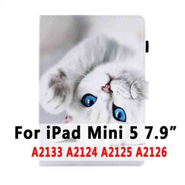 Чехол для iPad 6th поколения 5th Air 1/Air 2/Pro 9,7 10,5 11 Mini 1 2 3 4 7,9 чехол Funda с мультяшным котом Смарт кожаный чехол - Цвет: For iPad Mini 5 Case