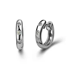 

Cute Round Circle White CZ 925 Sterling Silver Hoop Earrings
