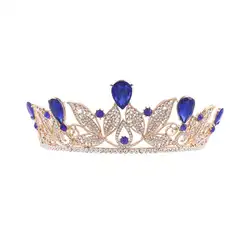 Свадебная диадема корона в стиле барокко тиара заколки заколка-обруч для волос (синий)