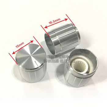 

10pcs Aluminum alloy knob 15MM*17MM silver potentiometer switch cap flower shaft hole inner hole 6MM