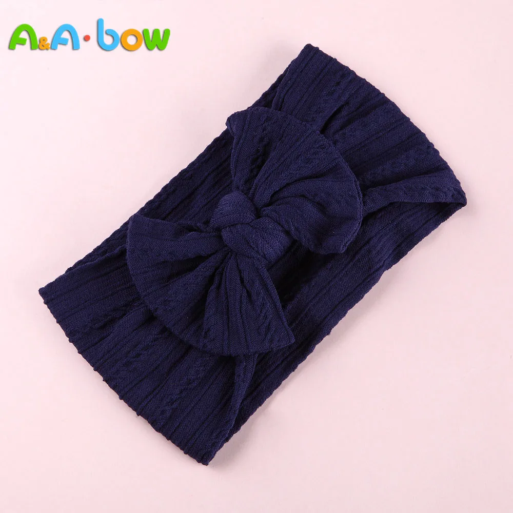 1pcs Cable Knit Nylon Bow Headwrap, One size fits all nylon headbands, wide nylon headbands, baby headbands, Knot bow headwear best Baby Accessories Baby Accessories