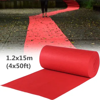 

15X1.2M Red Wedding Aisle Floor Runner Carpet Polyester Large Carpet Rug Hollywood Awards Events Wedding Party Events Decoration
