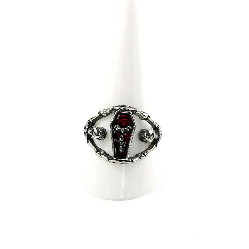 High Quality Steampunk Biker mens boys vampire gothic skeleton coffin Rings Men and Women Jewelry Halloween gifts