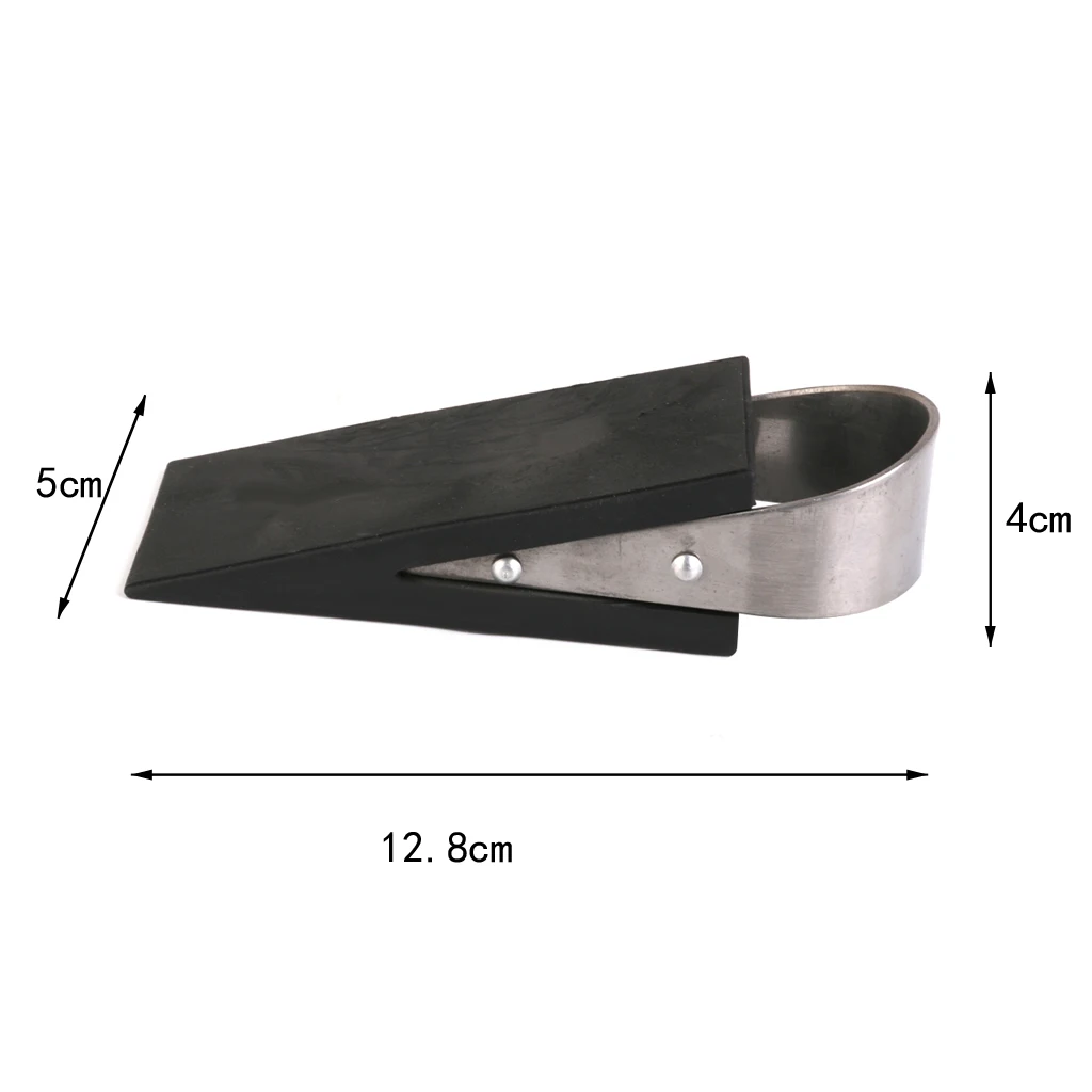 Rubber Stainless Steel Doorstops Door Floor Stopper Wedges Jam Block Home Office Door Wedge Non-Slip Black Door Buffers Safe