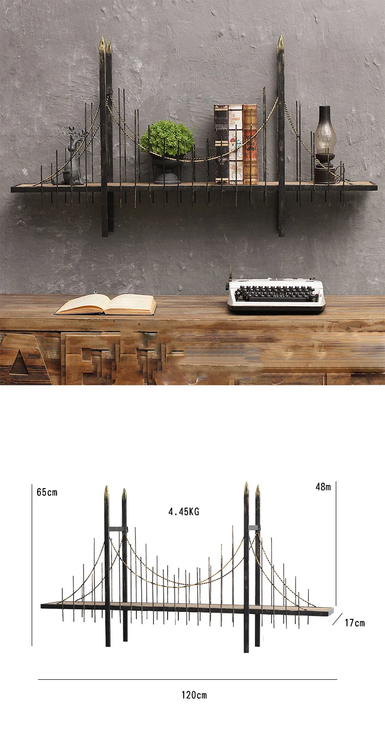 Ретро мостовая полка книжная Ретро промышленная ветровая дорожка настенная полка для хранения Настенная Декорация кафе бар украшение стены