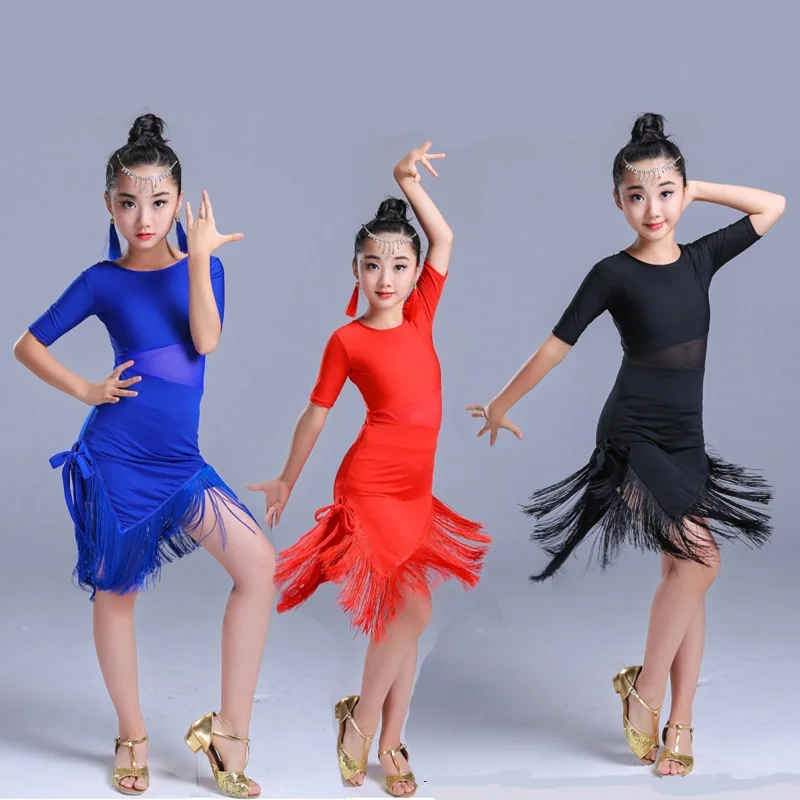 Kids Tassels Irregular Latin Dancewear Girls dance Dress Ballroom Rumba Tango | Детская одежда и обувь