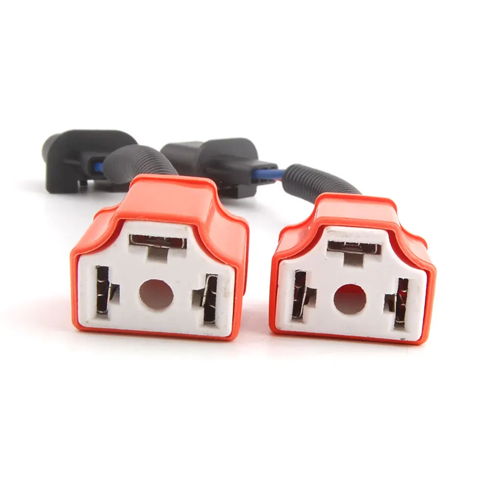 2pcs Ceramics Conversion Headlight Adapter Socket H13 to H4 Harness H13