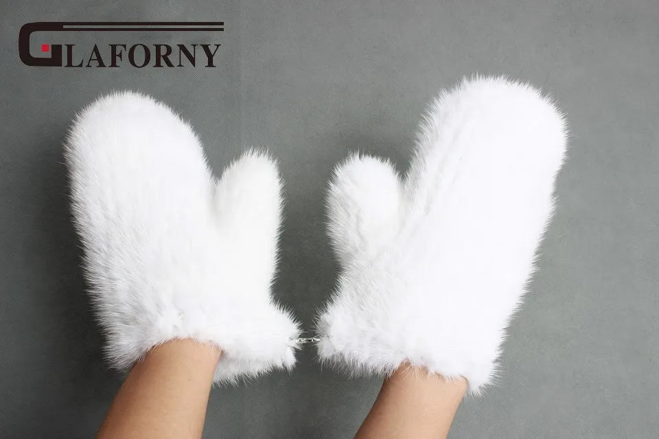 Glaforny зимние норковые меховые перчатки для женщин, высокие натуральные меховые перчатки, новые женские модные настоящие перчатки 20 см, Вязаные норковые меховые без пальцев