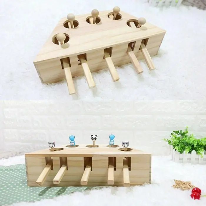 Whack Mole mouse кошка упражняющая игрушка твердая деревянная головоломка коробка с 3/5 отверстиями игрушки для домашних животных YU-Home