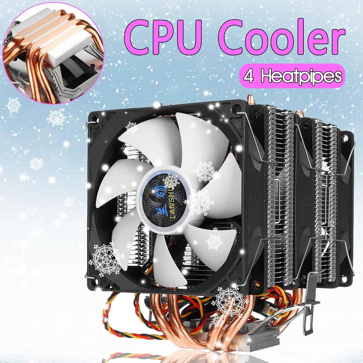 

4 Heatpipes Dual Tower CPU Cooler 90cm Cooling Fan Heatsink Cooling Fan Cooler Radiator for Intel LGA 1150/1151/1155/1156 AMD